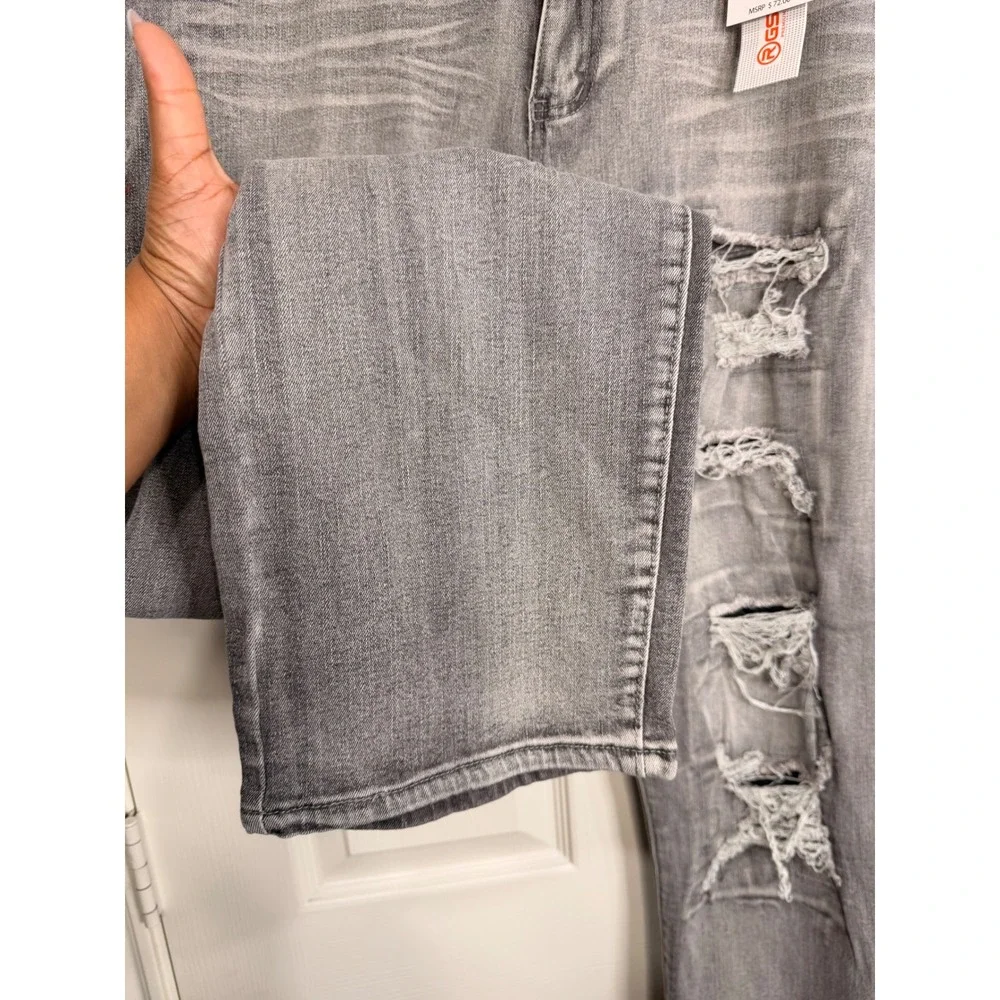 #B27 GSTR Distressed Denim Jeans Sz.‎ 46 Grey Ripped Straight Leg Stretch Pants